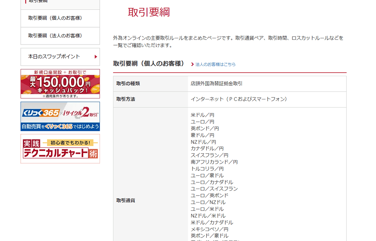 株式会社外為オンラインの公式ページ。外為オンラインの取引ルールが掲載されている