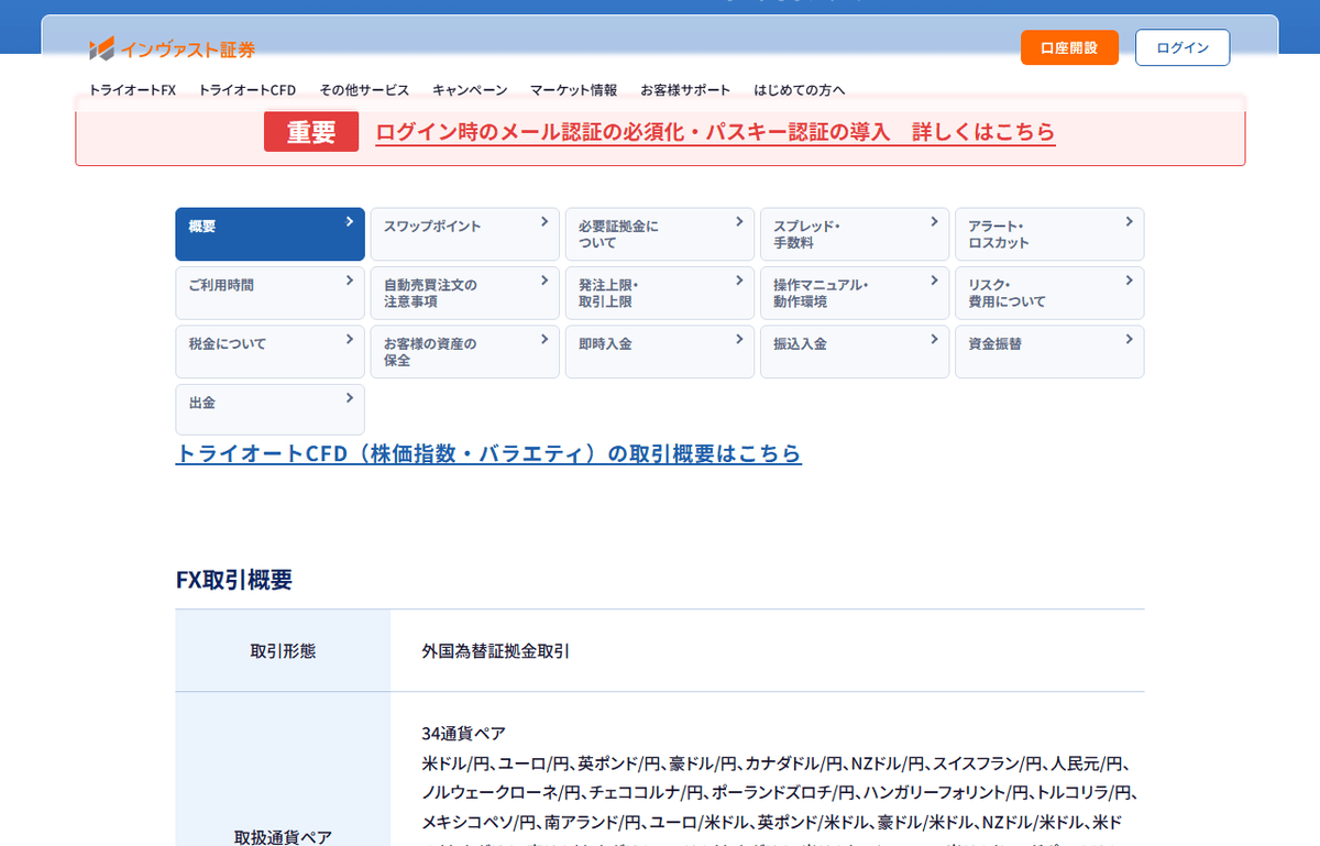 インヴァスト証券株式会社の公式ページ。トライオートFXの取引ルールが掲載されている